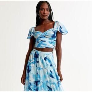 Abercrombie & Fitch 2 Piece Tiered Floral Maxi Dress Set Womens M Cottage Garden